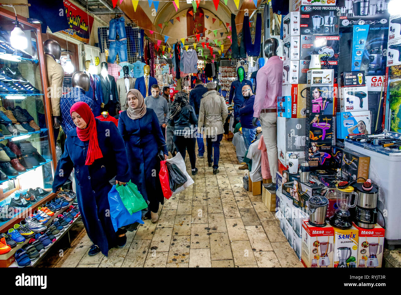 Nablus soukh (mercato centrale), West Bank, Palestina. Foto Stock