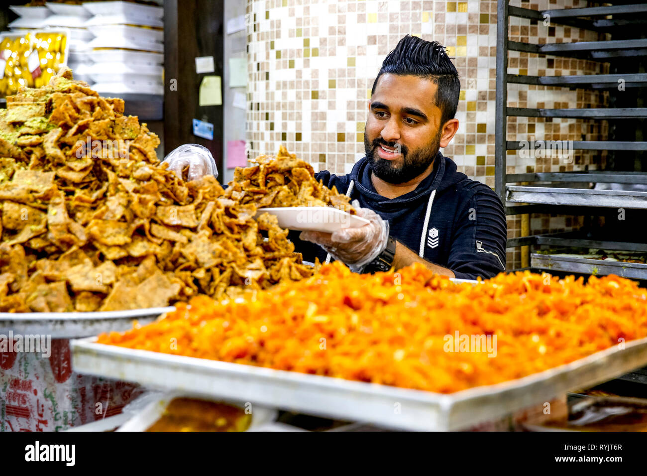 Pasticceria a Nablus, West Bank, Palestina. Foto Stock