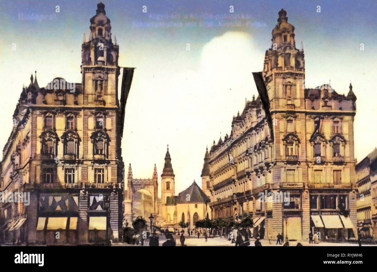 Klotild palazzi, le immagini storiche di Ponte Elisabetta, Budapest, chiesa parrocchiale del Centro (Budapest), 1911, Schlangenplatz, Ungheria Foto Stock