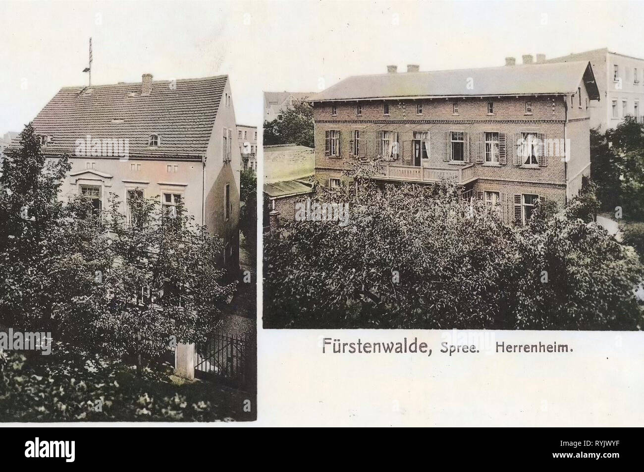 Cartoline Multiview, edifici in Fürstenwalde/Spree, 1911, Brandeburgo, Fürstenwalde, Herrenheim Foto Stock