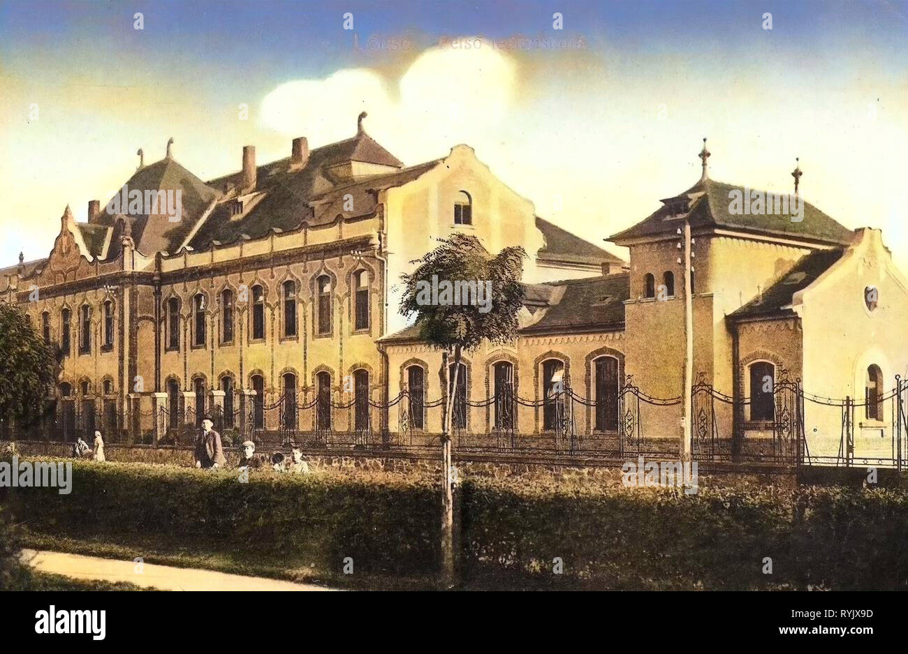 Edifici in Levoča, scuole in Levoča 1911 Prešov Regione, Löcse, Felsö leanyskola Foto Stock