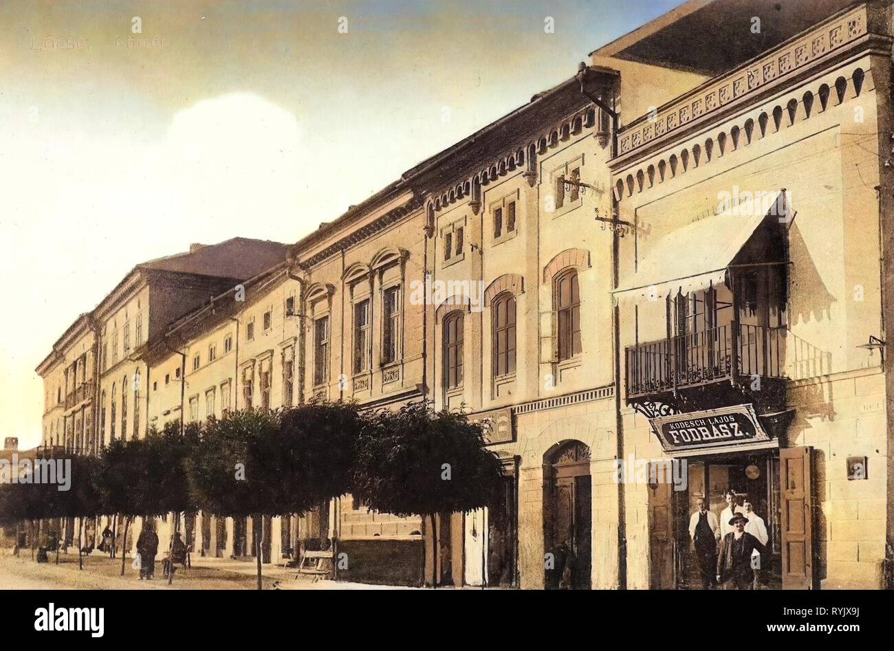 Edifici in Levoča 1911 Prešov Regione, Löcse, Körter Foto Stock