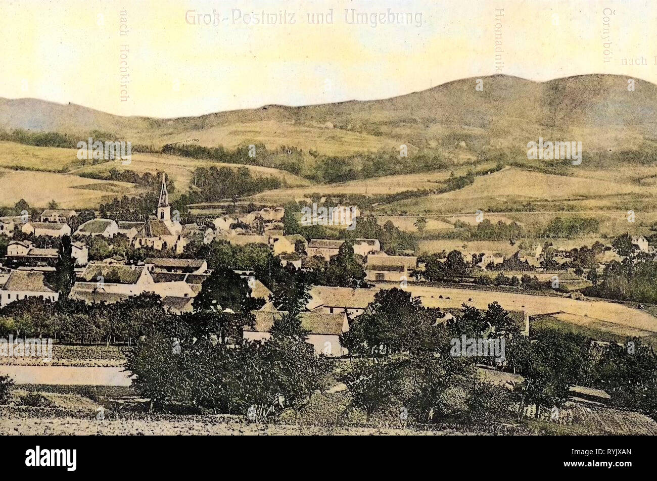 Czorneboh, edifici in Großpostwitz, Evangelische Kirche Großpostwitz, 1911, Landkreis Bautzen, Großpostwitz, Germania Foto Stock