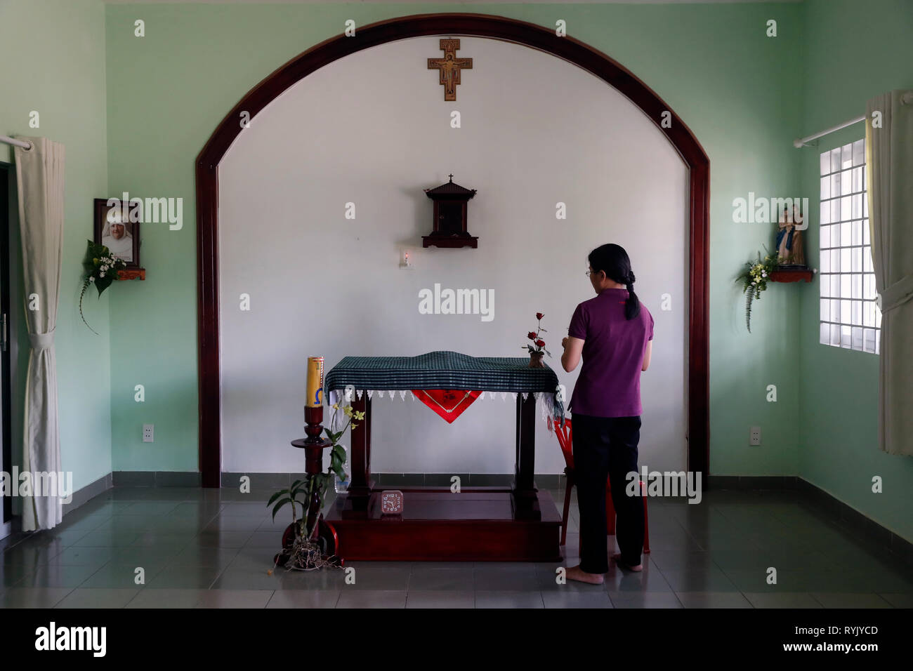 Centro per i bambini ciechi gestito da bambini azione. La cappella. La cappella cattolica. Ho Chi Minh city. Il Vietnam. Foto Stock