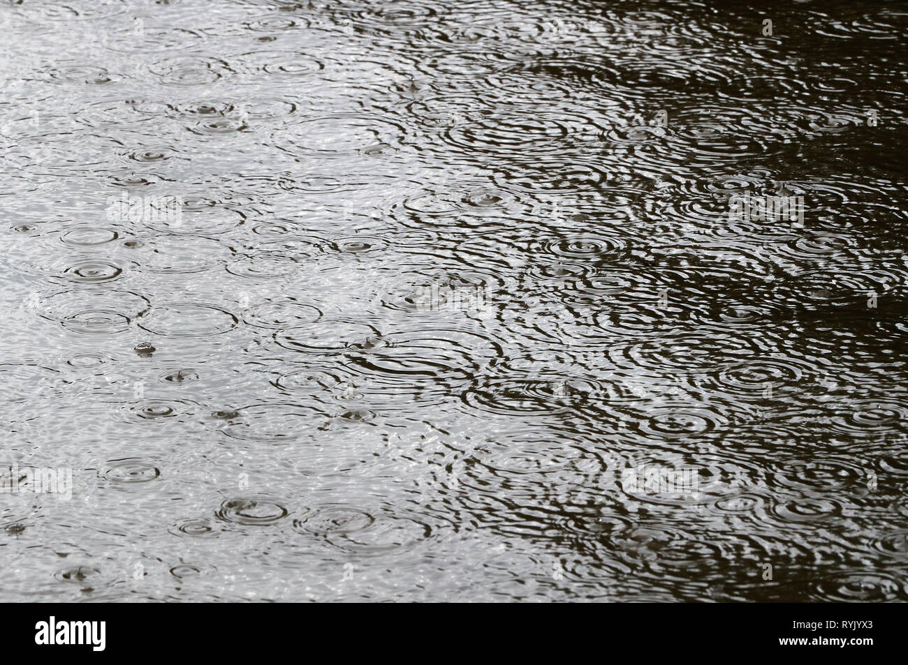 La stagione delle piogge. Heavy Rain sul fiume. Can Tho. Il Vietnam. Foto Stock