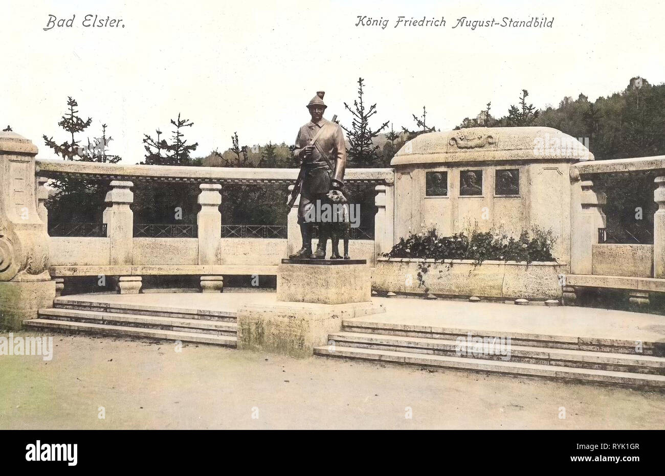 Federico Augusto III di Sassonia, monumenti e testimonianze di persone in Germania, 1913, Vogtlandkreis, Bad Elster, König, Friedrich August, Denkmal Foto Stock