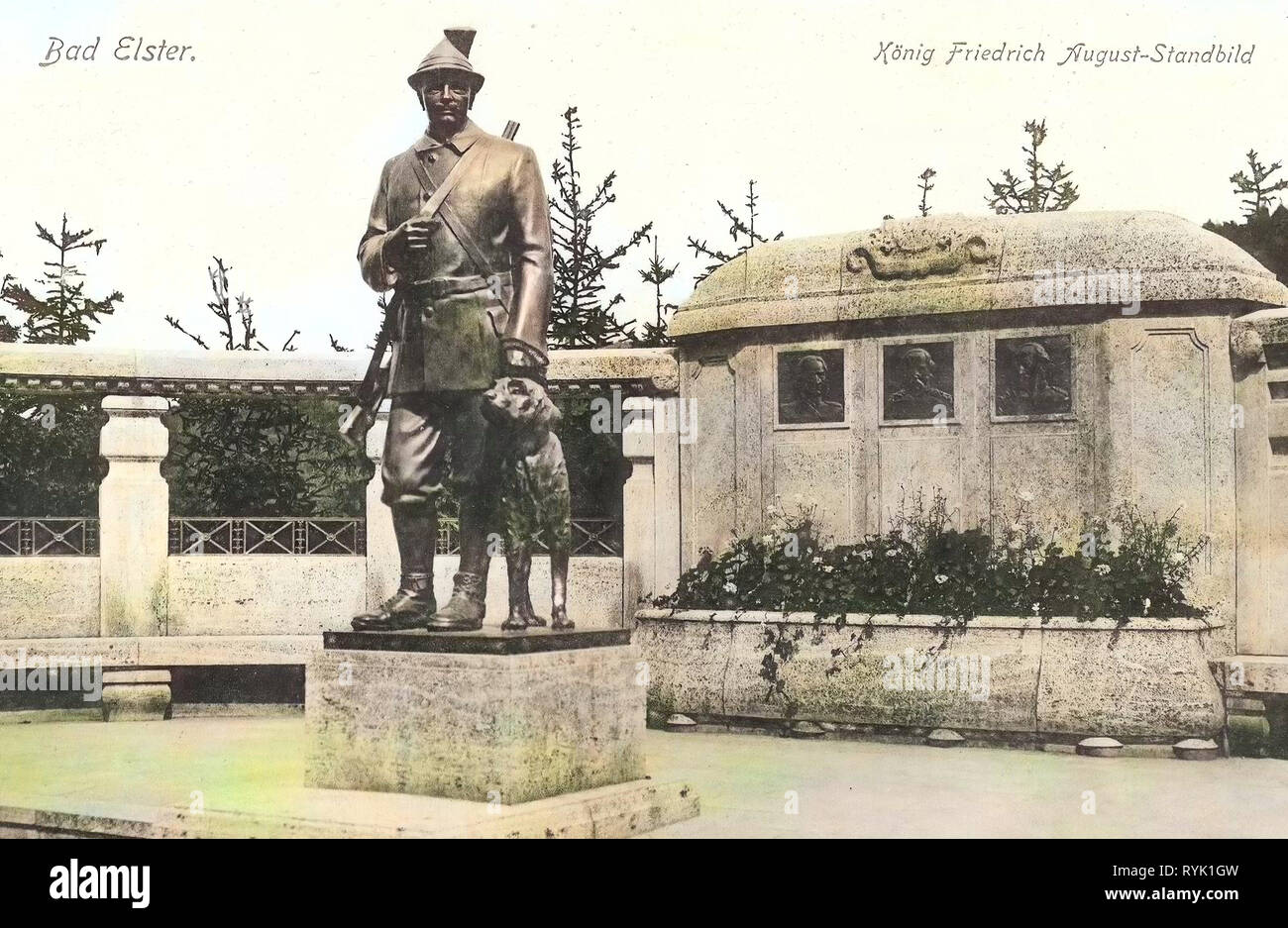 Monumenti e memoriali Vogtlandkreis, Federico Augusto III di Sassonia, monumenti e testimonianze di persone in Germania, 1913, Vogtlandkreis, Bad Elster, König, Friedrich August, Denkmal Foto Stock