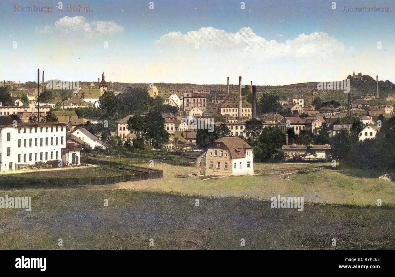 Edifici di Rumburk, 1914, Ústí nad Labem Regione, Rumburg, Rumburg und den Johannesberg, Repubblica Ceca Foto Stock