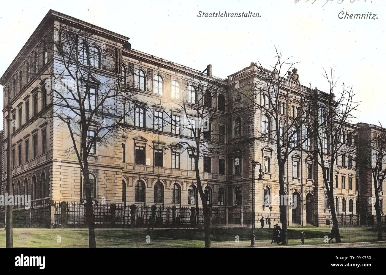 Edifici di Chemnitz, scuole di Chemnitz, 1914, Chemnitz, Staatslehranstalten Foto Stock