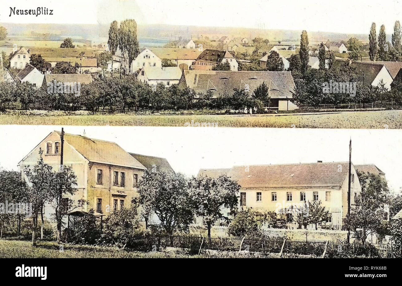 Cartoline Multiview, edifici nel Landkreis Meißen, Nünchritz, 1917, Landkreis Meißen, Neuseußlitz, Germania Foto Stock