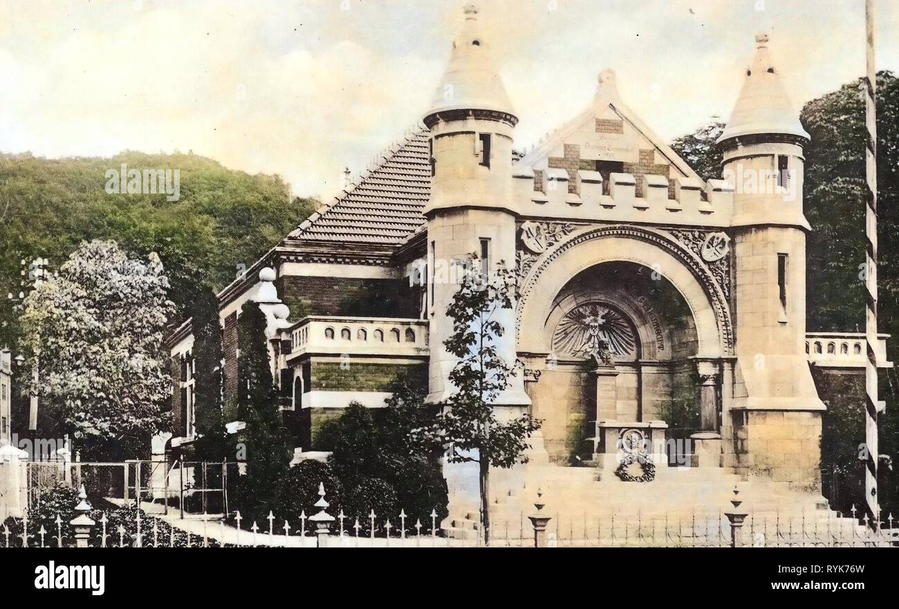 Friedrich-Ludwig-Jahn-Erinnerungsturnhalle, 1919, Sassonia-Anhalt, Freyburg, Unstr., Jahns Grab mit Turnhalle, Germania Foto Stock