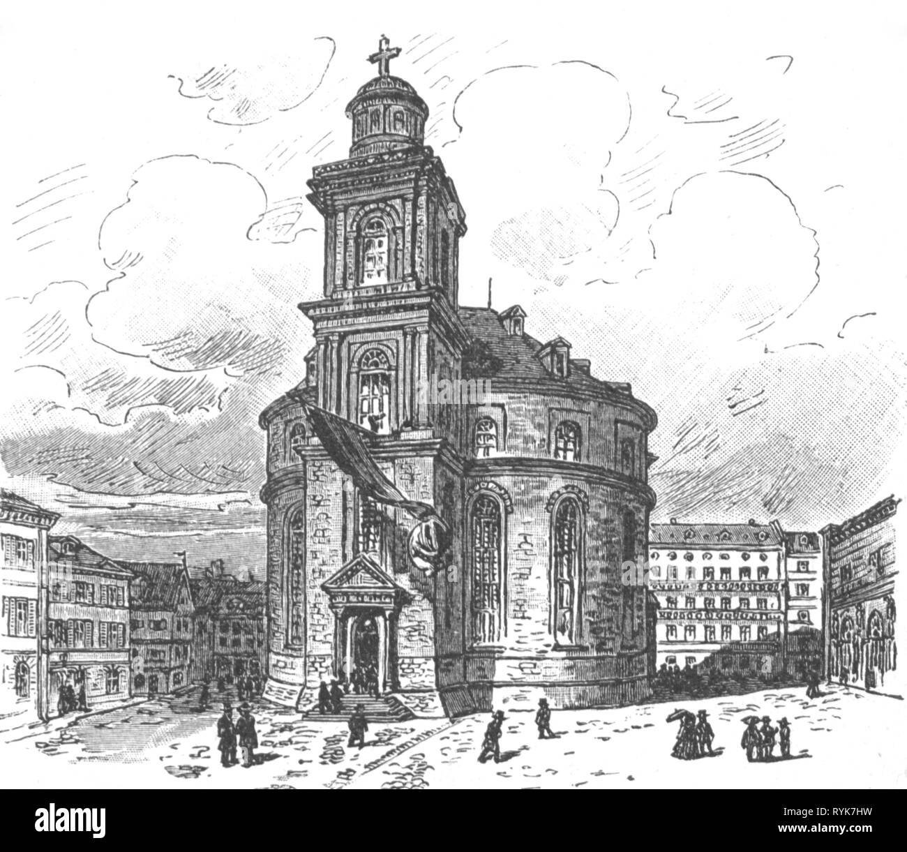 Geografia / viaggi storico, Germania, città e comunità, Frankfurt am Main, chiese, la chiesa di San Paolo, sede dell'Assemblea Nazionale Tedesca 1848 / 1849, artista del diritto d'autore non deve essere cancellata Foto Stock