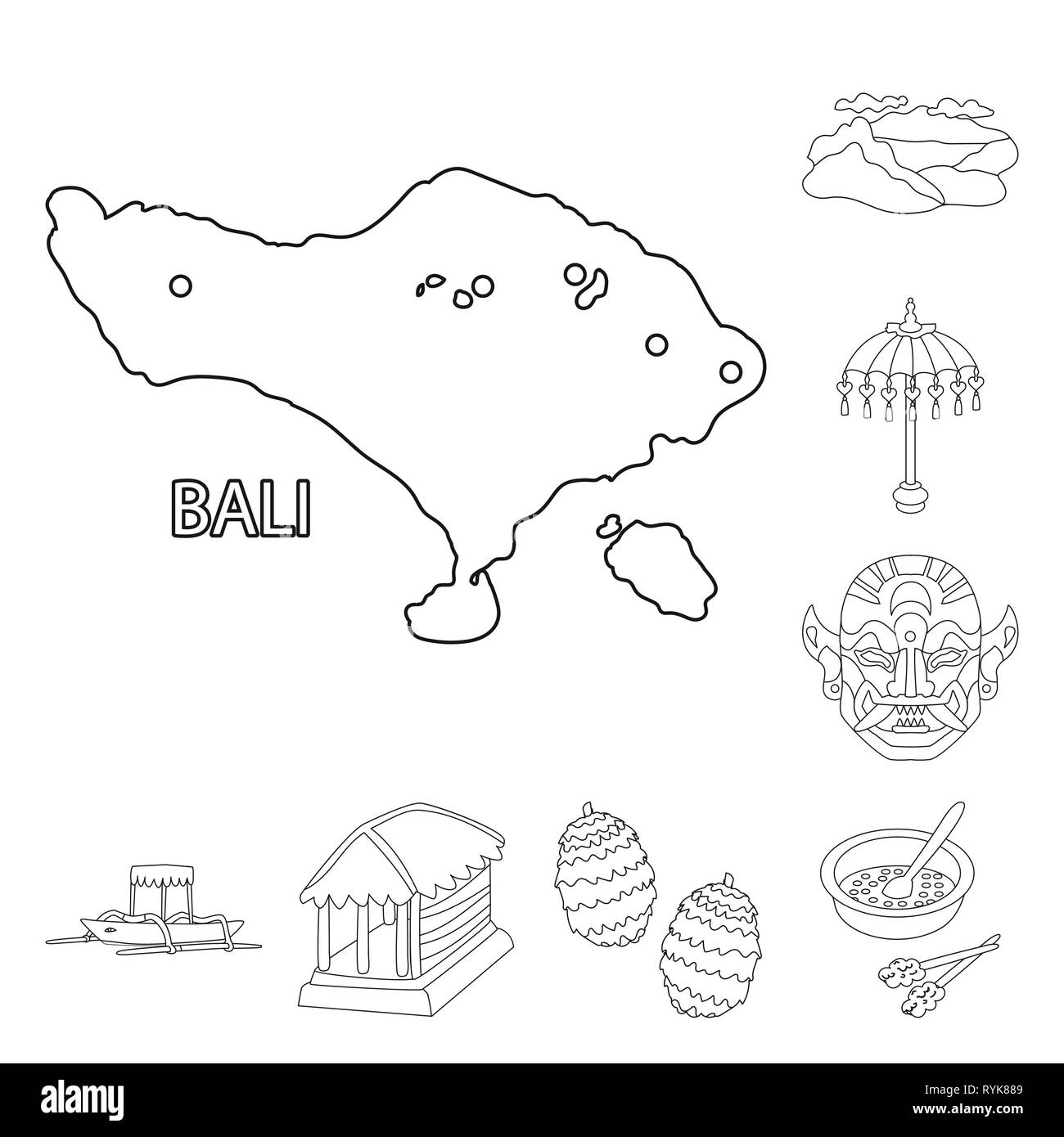 Mappa,mountain,beach,maschera,barca,hut,humulus,lavastoviglie,tropical,lago,ombrello,indonesian,vela,Casa,impianto,salsa,verde,PICCO, chaise,Dio,l'acqua,palm,fiore,cucina,ocean,rockies,mitologia,natura,tradizionale,corsa,turismo,isola,Bali, Indonesia,,balinese caraibi,asian,geografia,impostare,vettore,icona,immagine,isolato,raccolta,design,l'elemento,graphic,segno,contorno,linea vettori vettore , Illustrazione Vettoriale