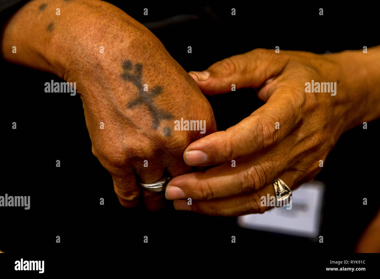 Egyptian cristiani copti celebrando la Pasqua a Gerusalemme, Israele. Foto Stock