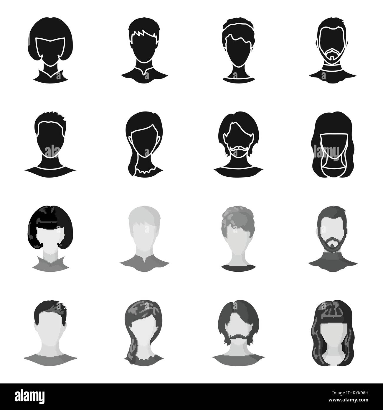 Oggetto isolato di professionale e foto di segno. Set di professionale e profilo icona vettore per il magazzino. Illustrazione Vettoriale