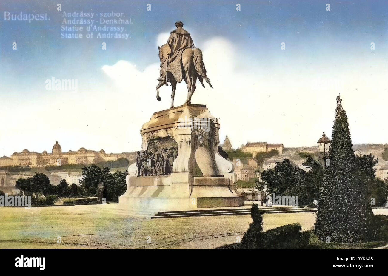 Statua equestre di Gyula Andrássy di Budapest da György Zala, 1912, Budapest, Andrassy, Denkmal, Ungheria Foto Stock