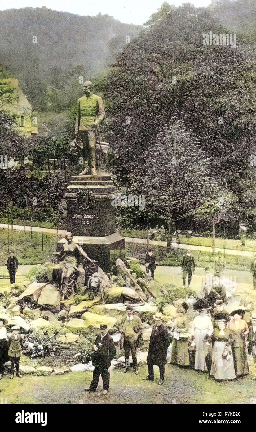 Monumenti e memoriali a Karlovy Vary, Franz Joseph I d'Austria, 1912, Regione di Karlovy Vary, Karlsbad, Kaiser Josef, Denkmal, Repubblica Ceca Foto Stock