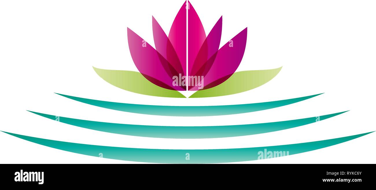 Il logo del vettore spa, yoga e relax. Giglio di acqua nello stagno Illustrazione Vettoriale