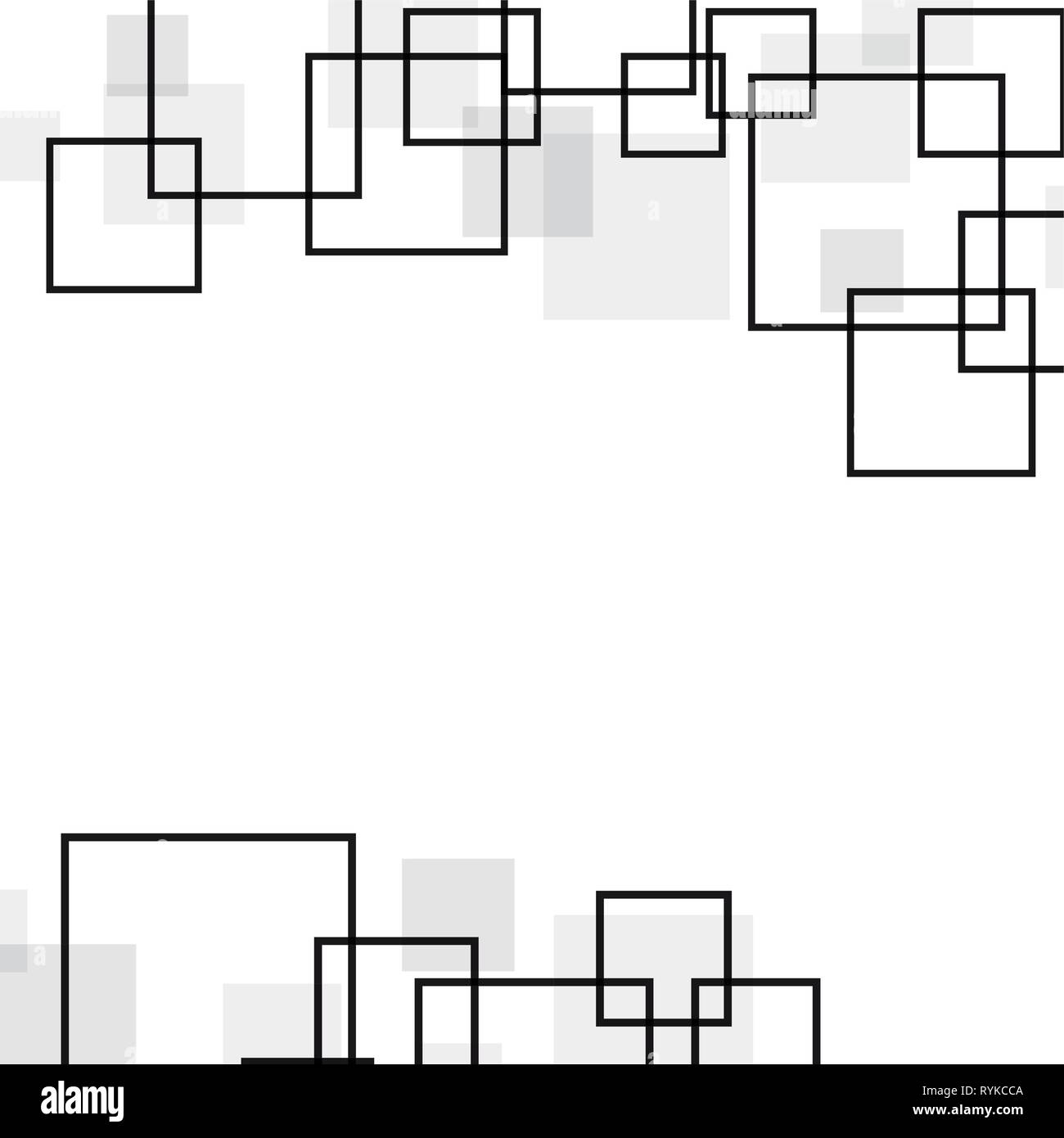 Concetto di vettore di rete, geometriche forme nero in sfondo bianco Illustrazione Vettoriale
