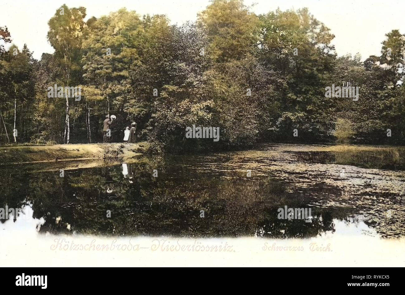 Schwarzes Teich, 1901, Landkreis Meißen, Kötzschenbroda, Germania Foto Stock