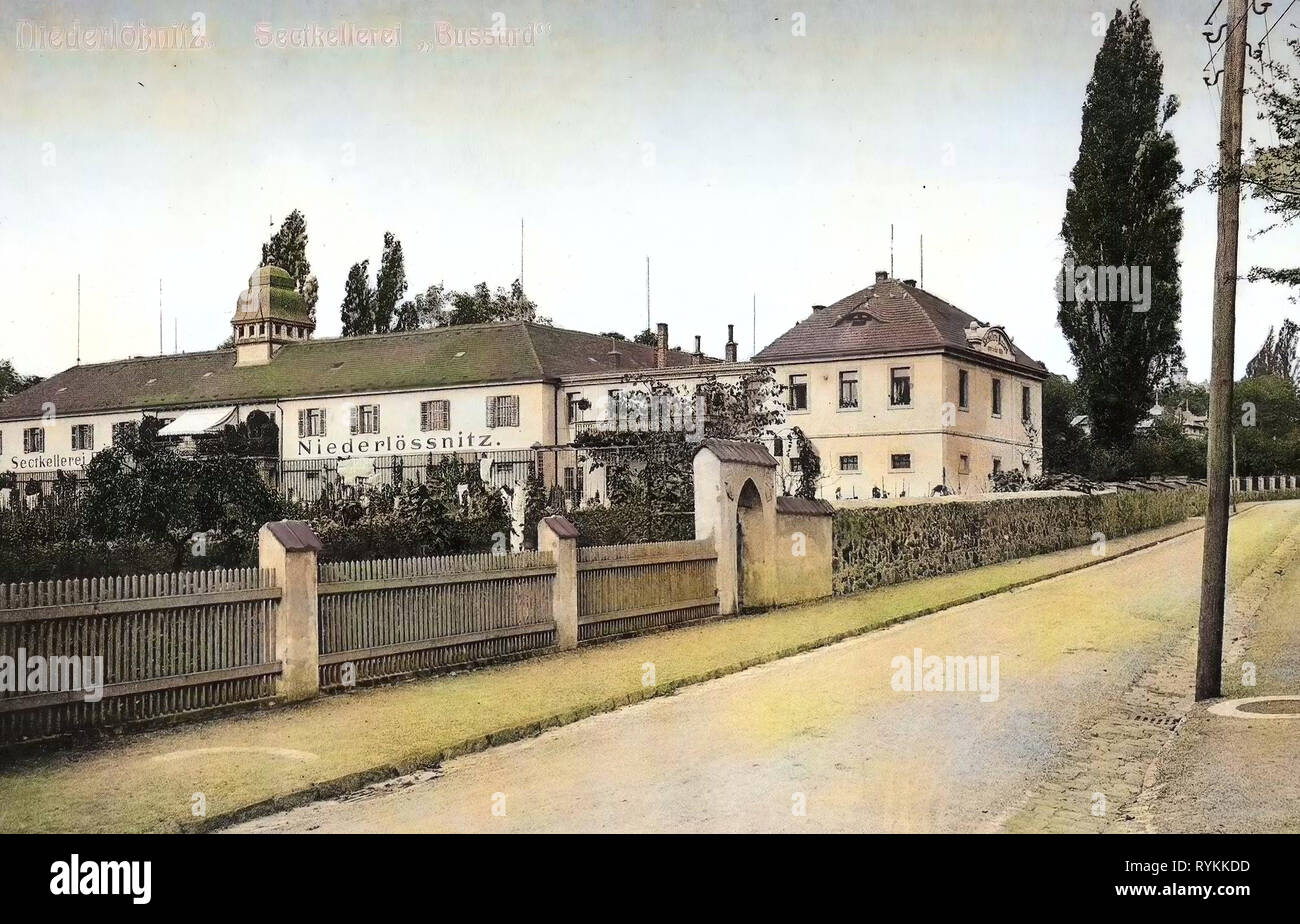 Sektkellerei Bussard 1903, Landkreis Meißen, Niederlößnitz, Germania Foto Stock