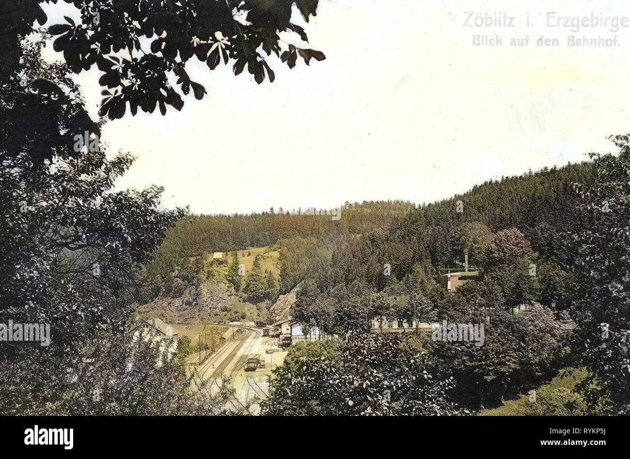 Stazioni ferroviarie di Marienberg, 1913, Erzgebirgskreis, Zöblitz, Bahnhof, Germania Foto Stock