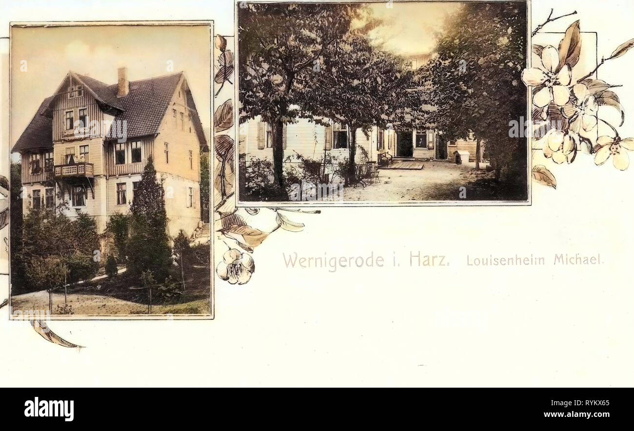 Cartoline Multiview, guest houses in Germania, 1902, Sassonia-Anhalt, Wernigerode, Louisenheim Michael Foto Stock