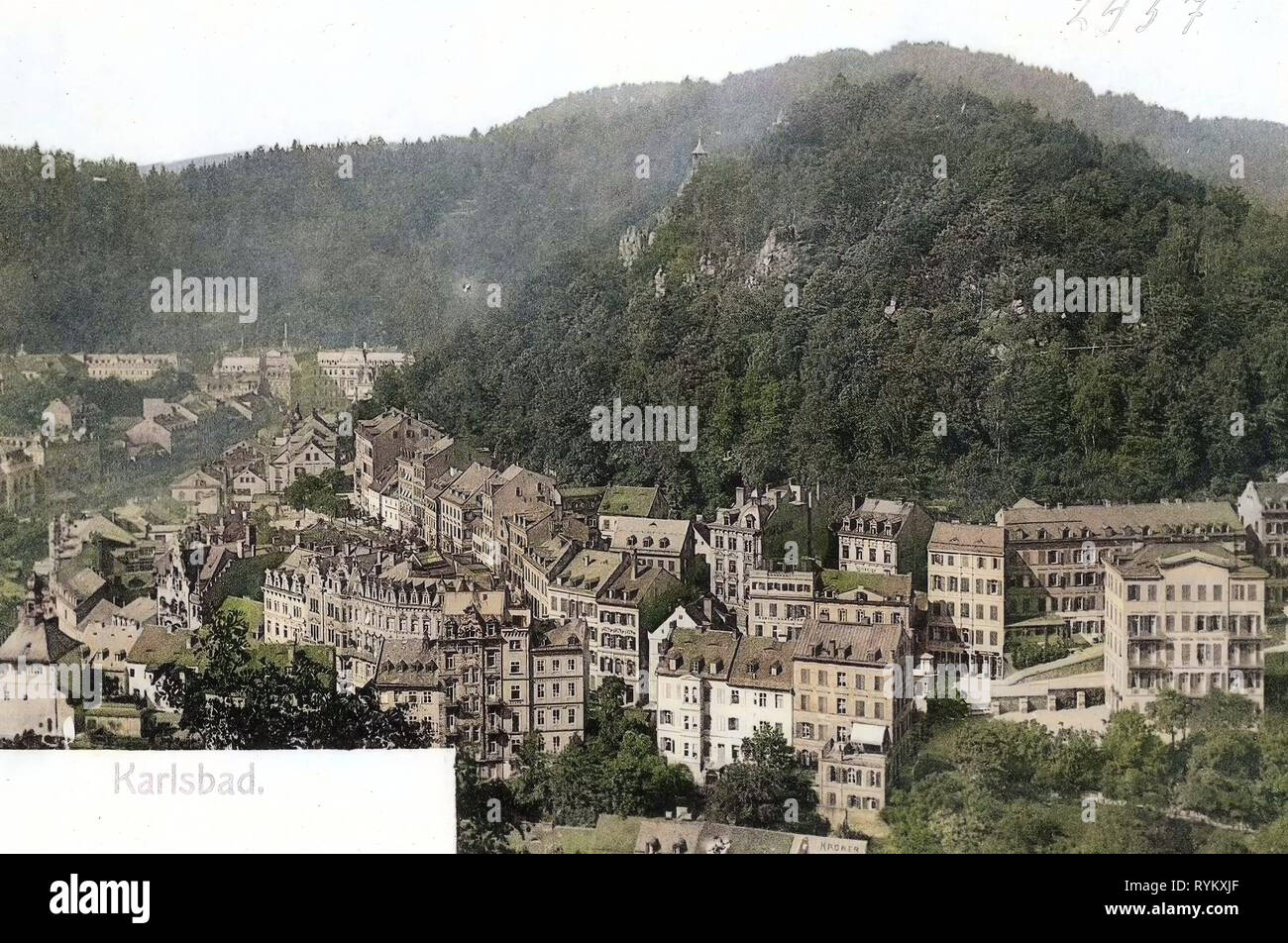 Edifici di Karlovy Vary, 1902, Regione di Karlovy Vary, Karlsbad, Repubblica Ceca Foto Stock