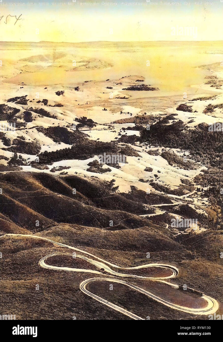 Binari in California, Monte Tamalpais e Muir Woods ferroviarie, 1906, California, viste dal Monte Tamalpais, San Francisco, Mt. Tamalpais overlocking Ferroviaria S. Franc. Bay', Stati Uniti d'America Foto Stock