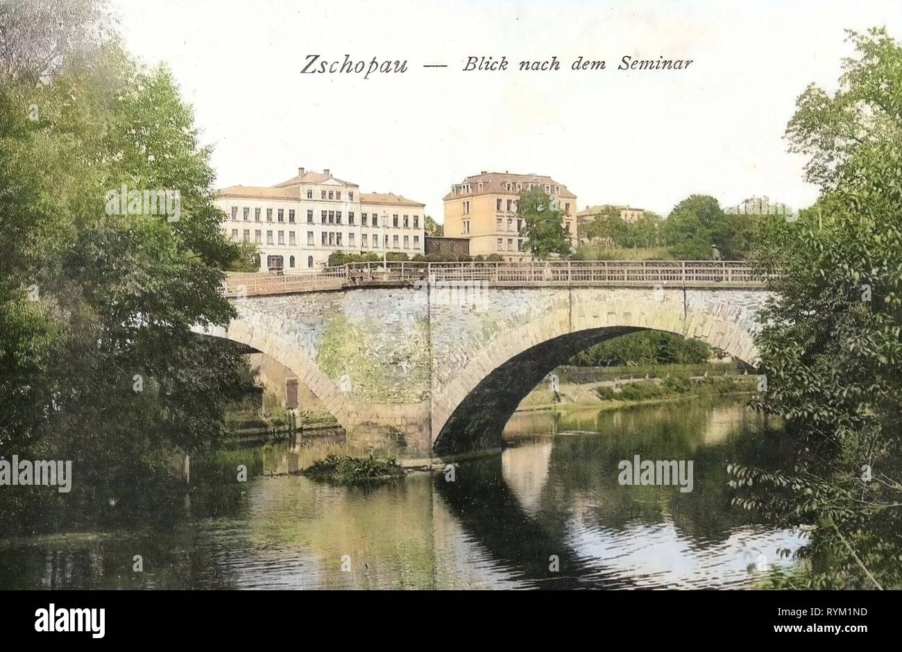 Scuole in Erzgebirgskreis, ponti in Erzgebirgskreis, Zschopau (fiume), 1906 Erzgebirgskreis, Zschopau, seminario, Germania Foto Stock