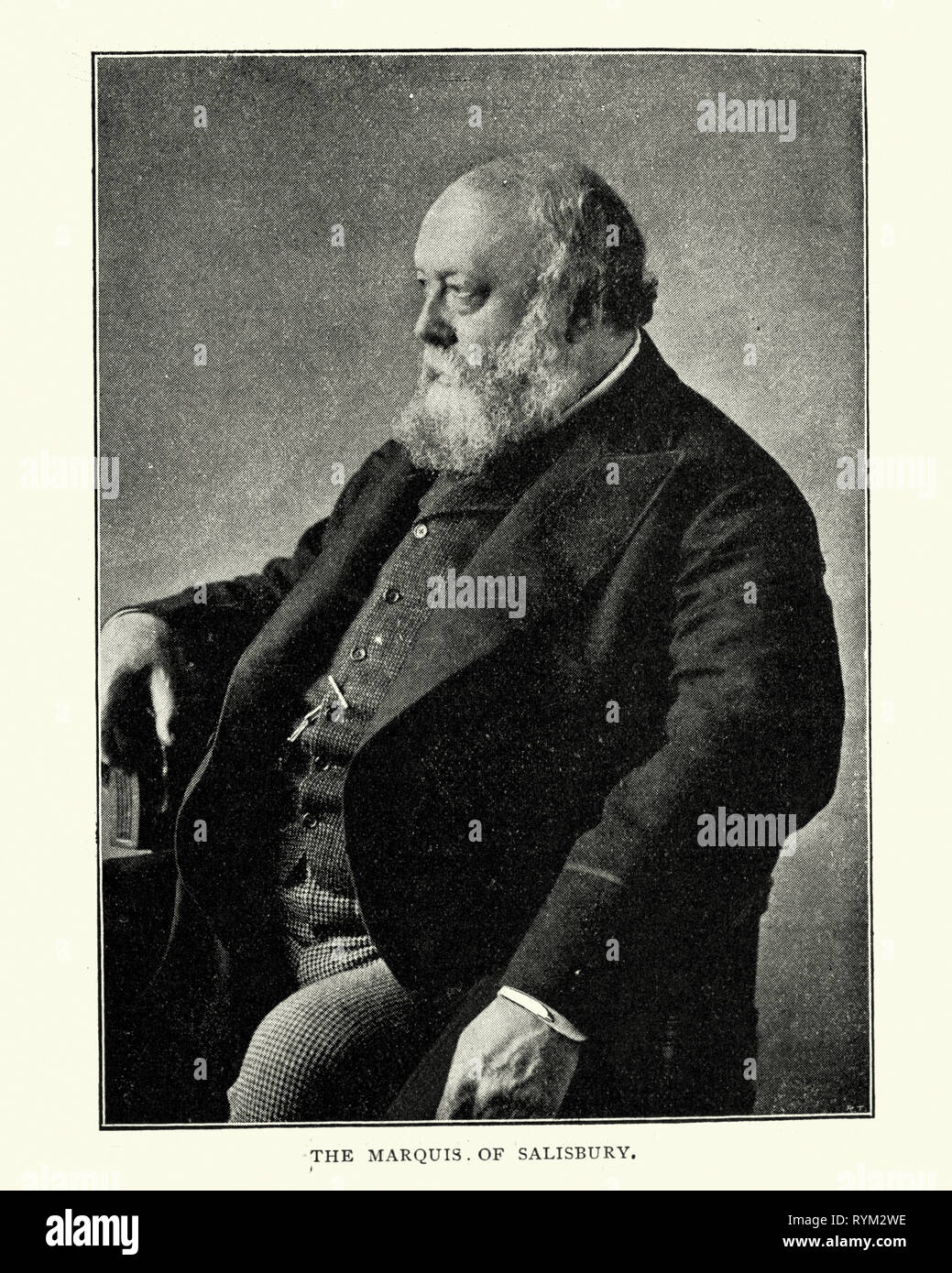 Vintage fotografia di Robert Gascoyne-Cecil Signore Salisbury, British Primo Ministro Foto Stock