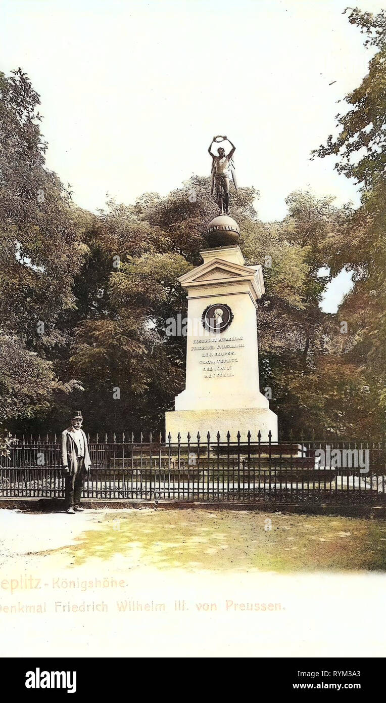 Monumenti e memoriali di Federico Guglielmo III di Prussia, 1906, Ústí nad Labem Regione, Teplitz, Königshöhe, Denkmal Friedrich Wilhelms III. von Preußen, Repubblica Ceca Foto Stock