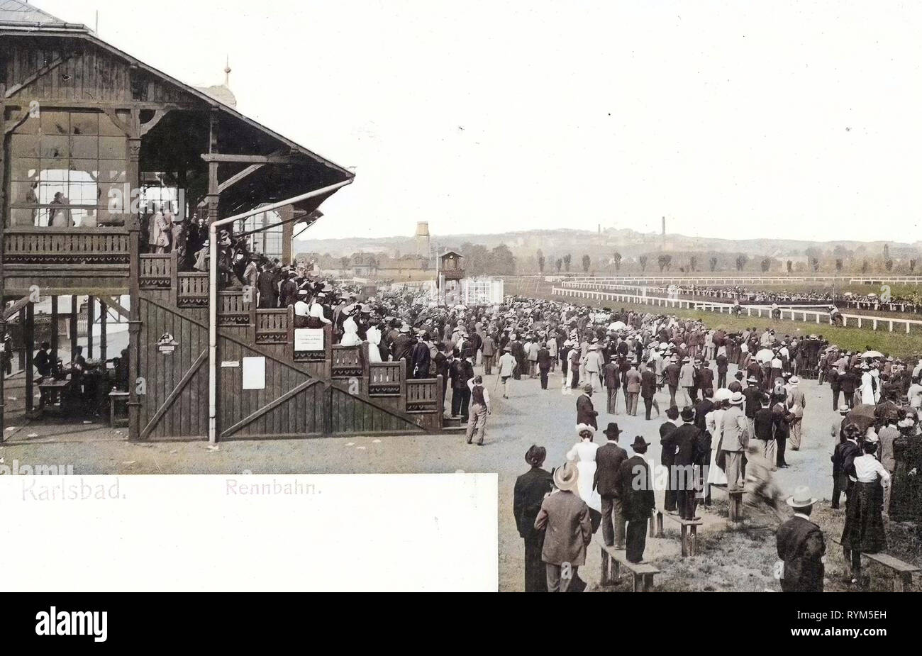 Racecourse a Karlovy Vary, 1901, Regione di Karlovy Vary, Karlsbad, Rennbahn, Repubblica Ceca Foto Stock