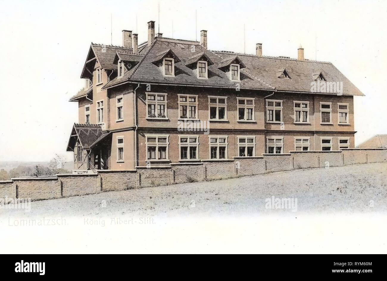 Edifici in Lommatzsch 1903, Landkreis Meißen, Lommatzsch, König Albert Stift, Germania Foto Stock