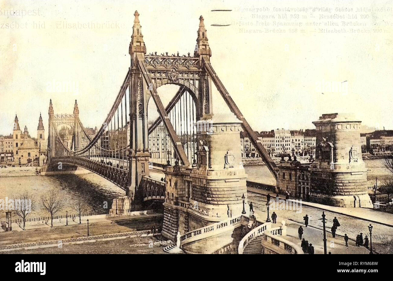 Chiesa Parrocchiale del Centro (Budapest), le immagini storiche di Ponte Elisabetta, Budapest, 1903, Elisabethbrücke, Ungheria Foto Stock