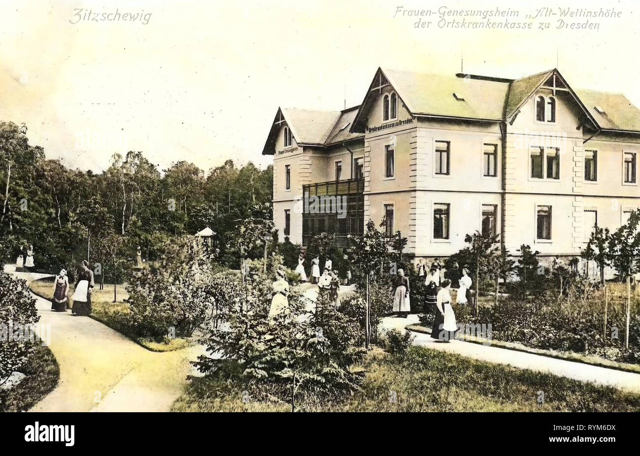 Frauen-Genesungsheim Alt-Wettinhöhe 1903, Landkreis Meißen, Zitzschewig, Frauengenesungsheim Alt Wettinshöhe, Germania Foto Stock