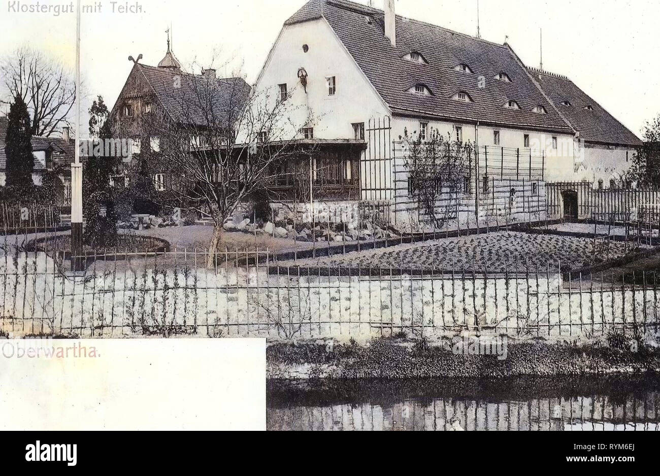 Stagni in Sassonia, Barche in Sassonia, monumenti e memoriali in Sassonia, monasteri in Sassonia, Oberwartha, 1903, Dresda, Klostergut mit Teich, Germania Foto Stock