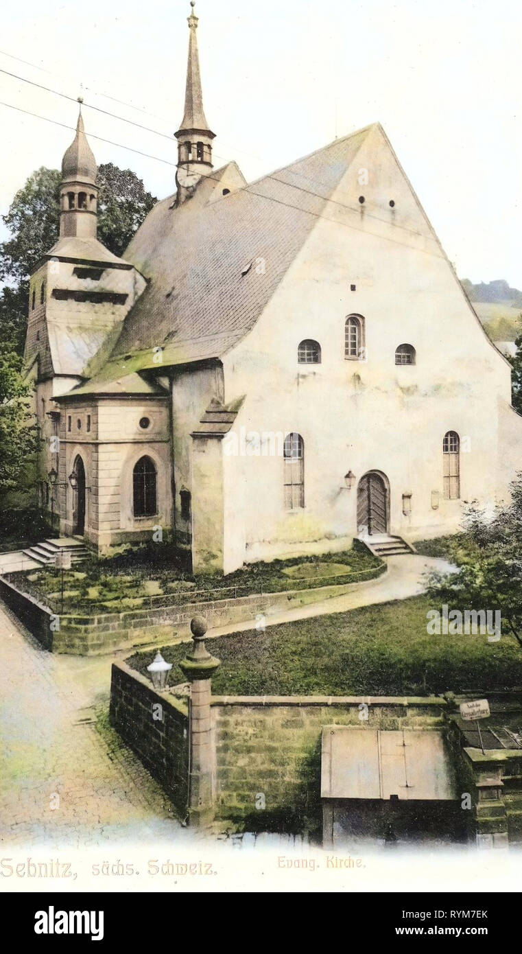 Chiese di Sebnitz 1903, Landkreis Sächsische Schweiz-Osterzgebirge, Sebnitz, Evangelische Kirche, Germania Foto Stock