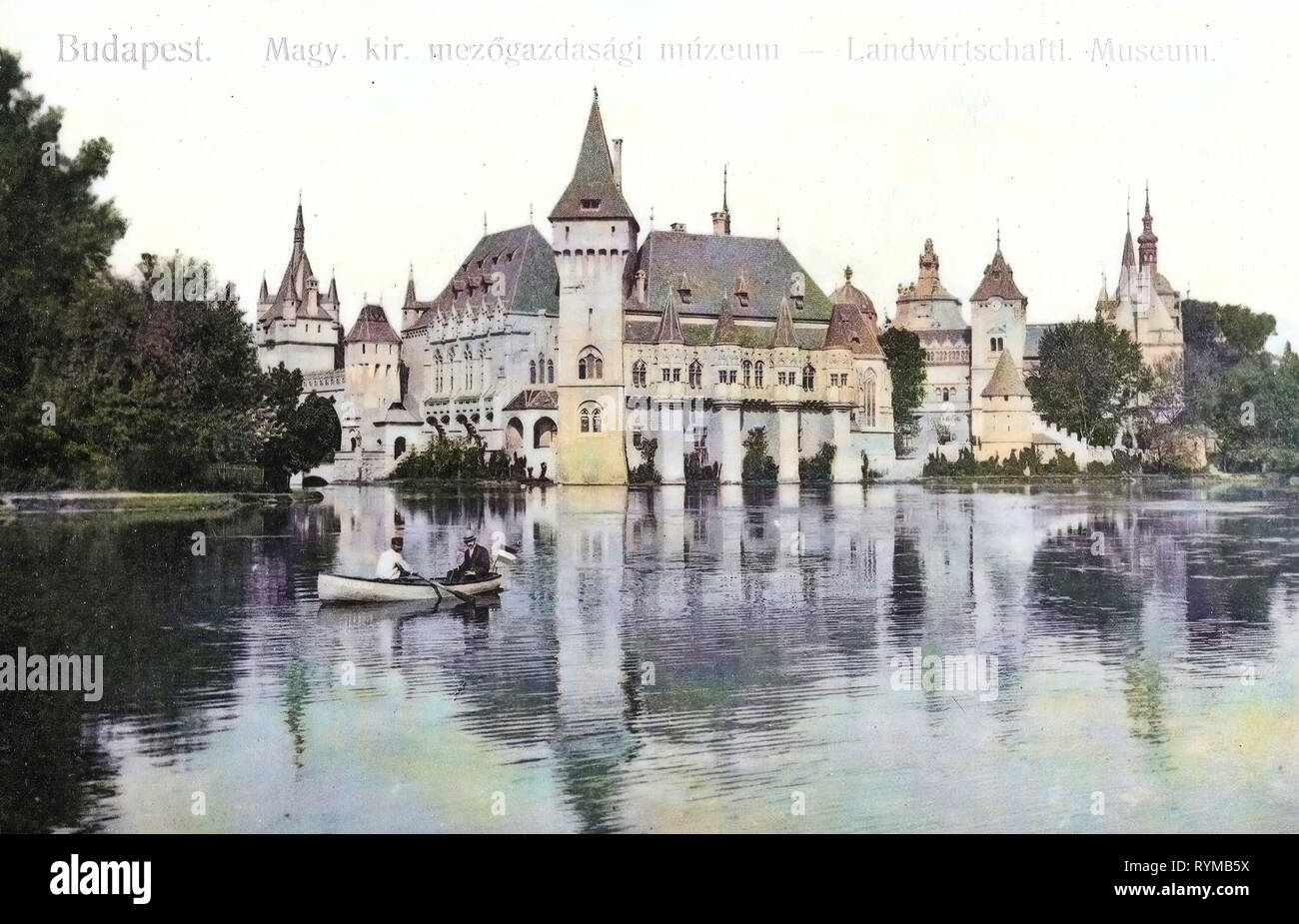 Immagini storiche del Castello Vajdahunyad (Budapest), 1905, Budapest, Museo Landwirtschaftliches, Ruderpartie, Ungheria Foto Stock