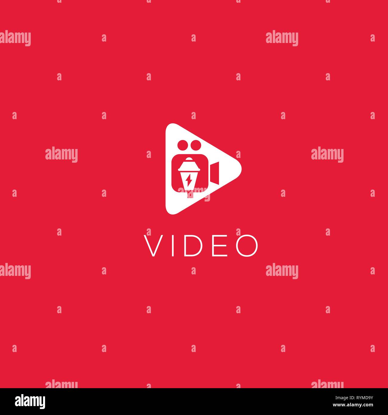 Logo Video. La produzione video emblema. I video noleggiati segno. Il logo del cinema Illustrazione Vettoriale
