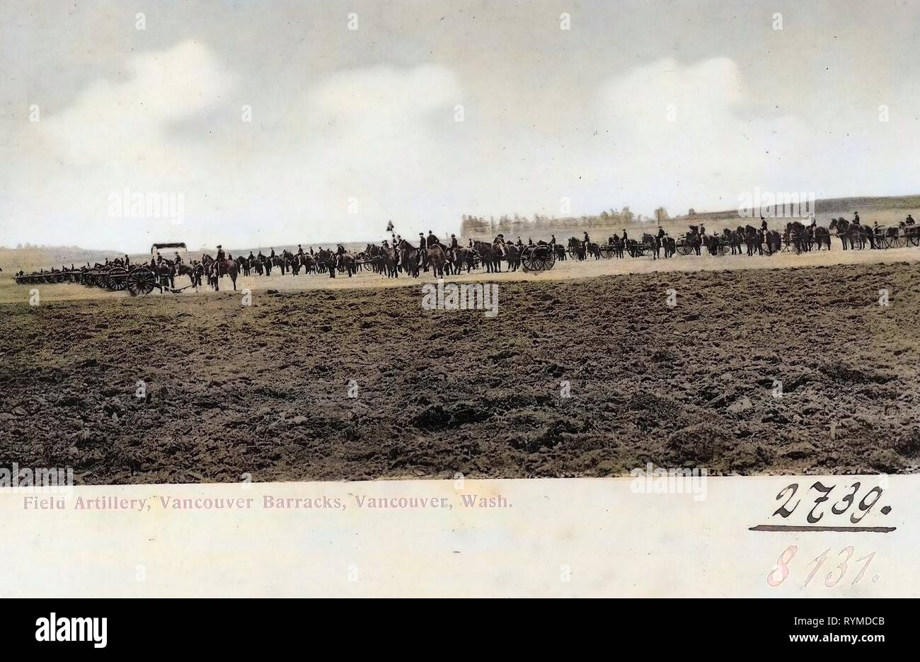 L'artiglieria degli Stati Uniti, militare di Washington (stato), cannoni negli Stati Uniti, Vancouver, Washington, 1906 Washington (stato), nello Stato di Washington, campo artiglieria, caserma di Vancouver Foto Stock