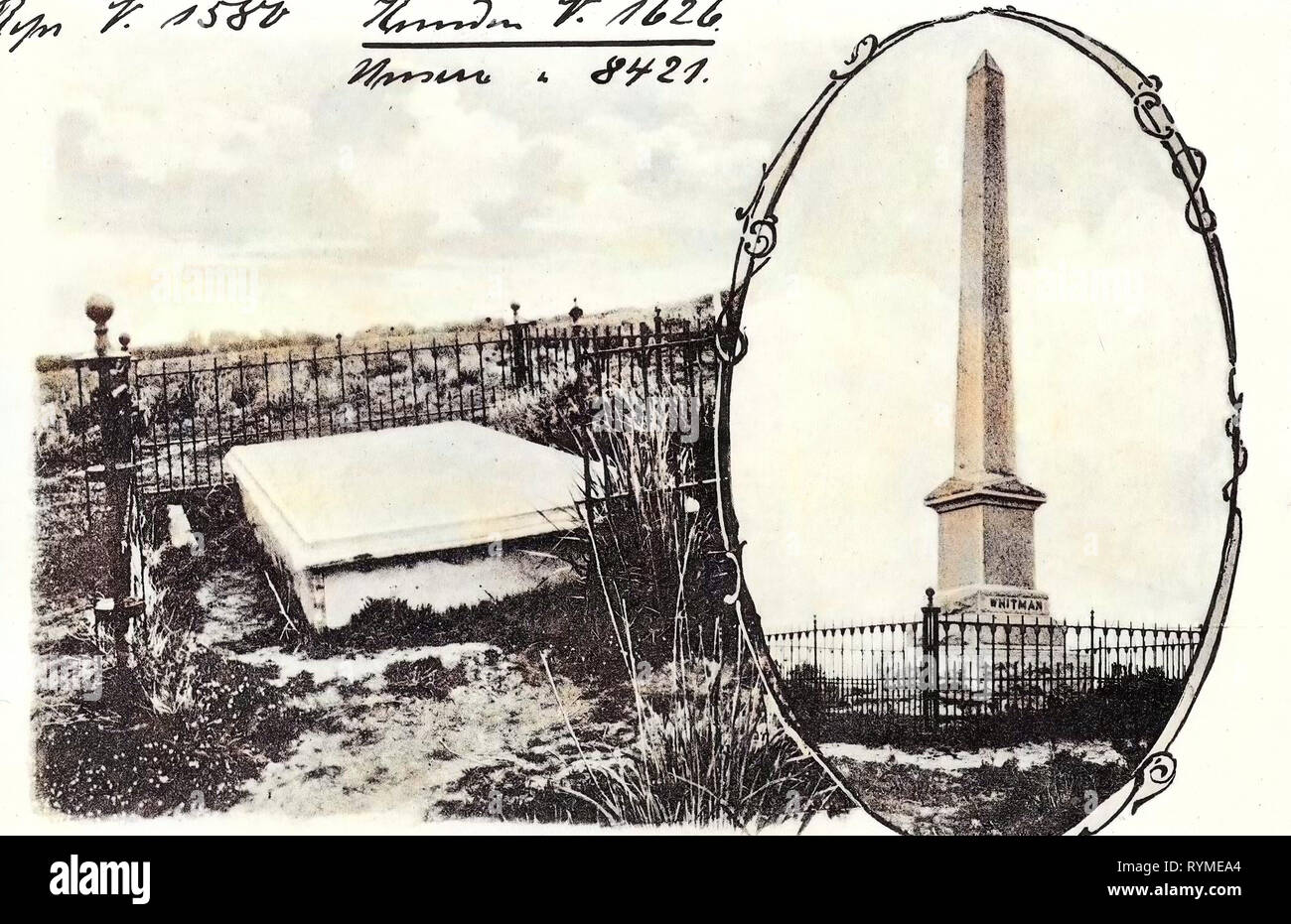 I cimiteri di Washington (stato), monumenti e memoriali al popolo degli Stati Uniti, Marcus Whitman, cartoline Multiview, 1906, Washington (stato), Walla Walla, Whitman Grave, Whitman monumento Foto Stock