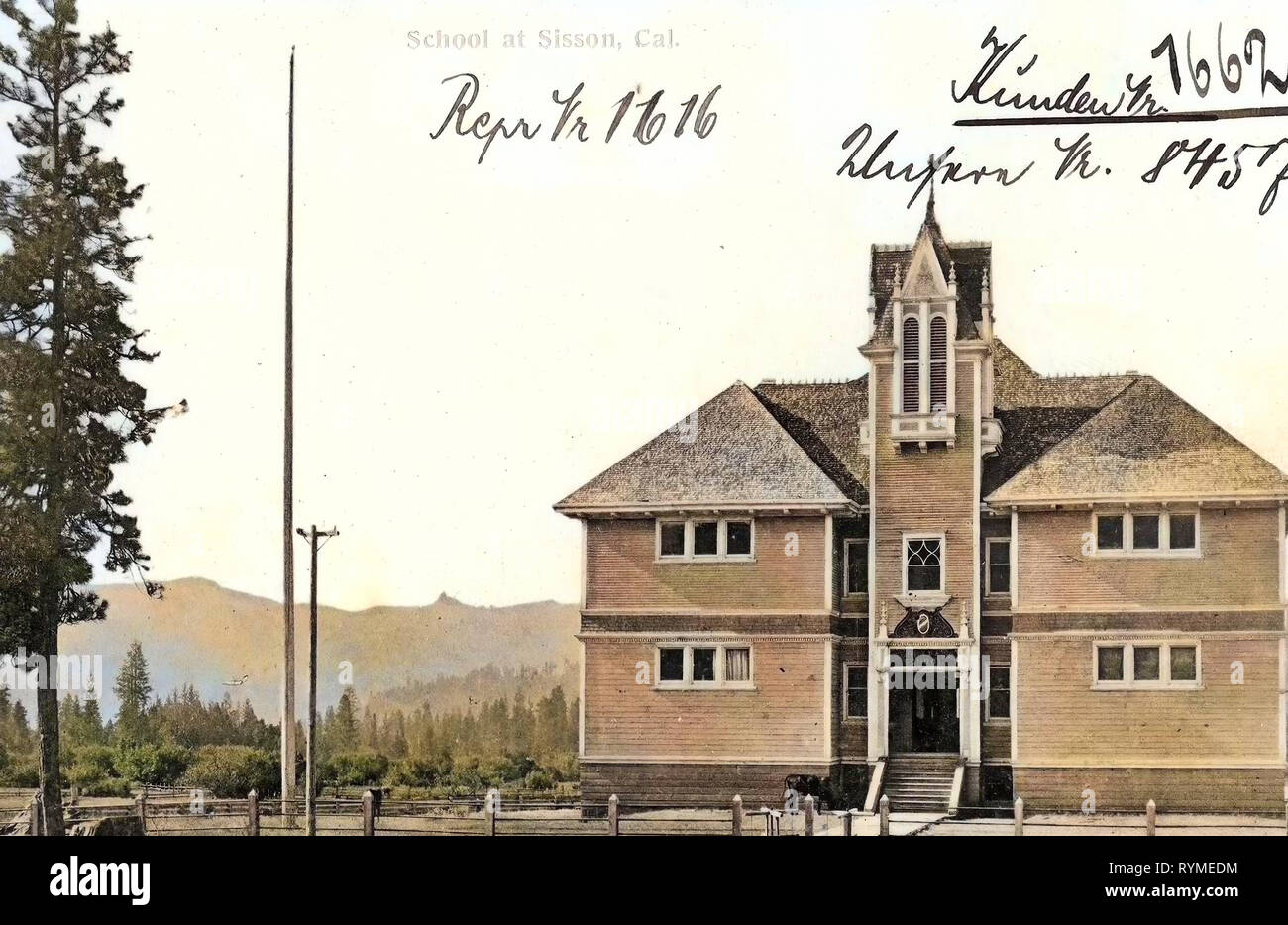 Scuole in California, Mount Shasta City, 1906, California, Sisson, Cal., la scuola a Sisson', Stati Uniti d'America Foto Stock