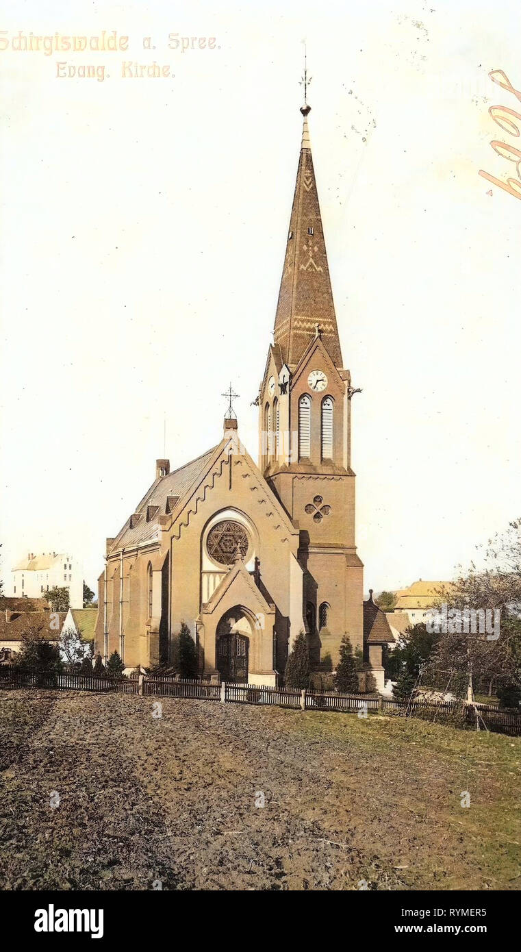 Chiese in Schirgiswalde-Kirschau, 1907, Landkreis Bautzen, Schirgiswalde, Evangelische Kirche, Germania Foto Stock