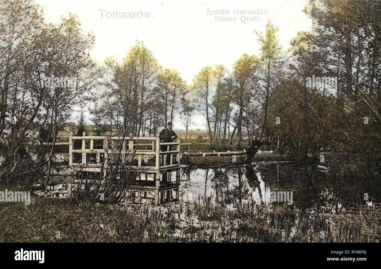 Fonti blu nella Riserva Naturale del Tomaszow Mazowiecki, stagni in Polonia, 1907 cartoline, Tomaszow, 1907, Blauer sedare Foto Stock