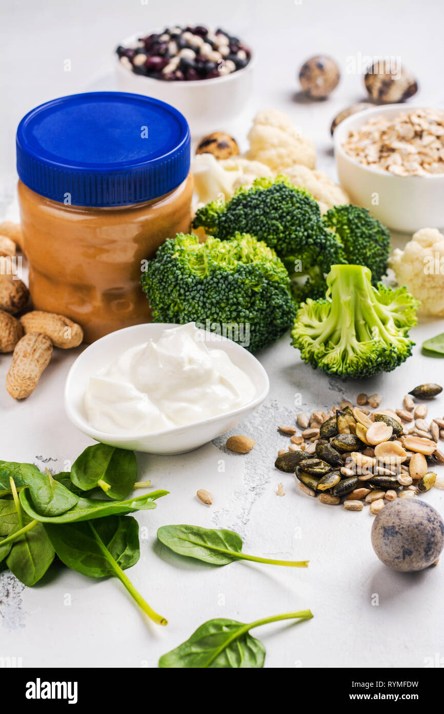 Varie proteine senza carne cibo Foto Stock