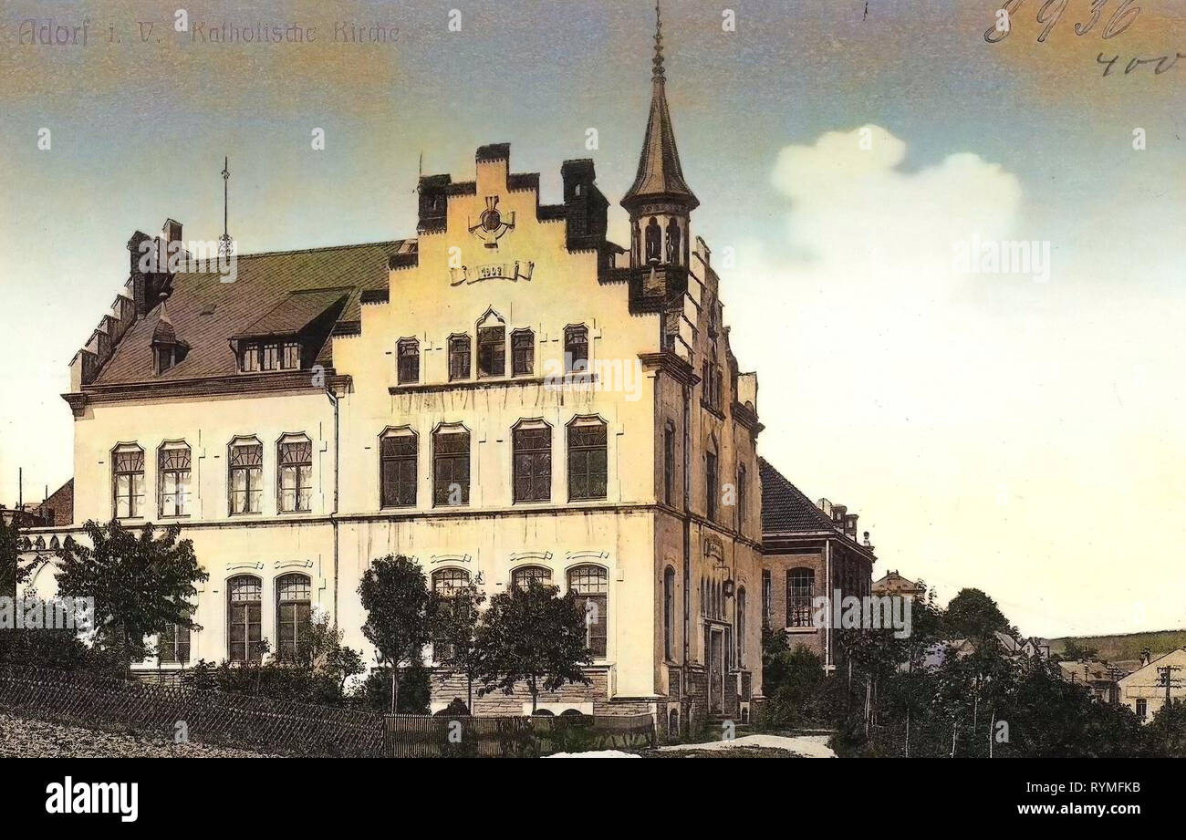 Chiese di Adorf/Vogtl., 1907, Vogtlandkreis, Adorf, Katholische Kirche, Germania Foto Stock