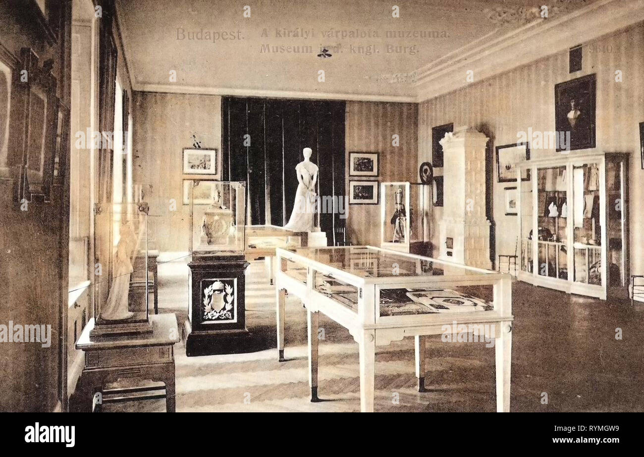 Musei a Budapest, Camere in Ungheria, interni di Buda Royal Palace, 1908, Budapest, Museo in der Königlichen Burg Foto Stock