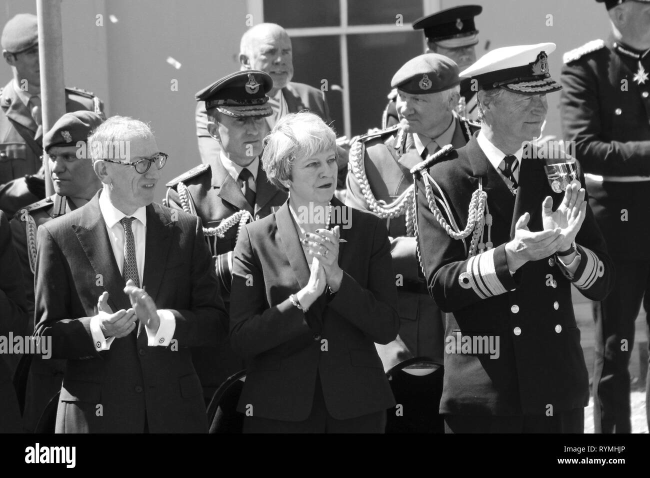 Il Primo Ministro Theresa possono frequentare le forze armate giorno Llandudno, Wales UK Foto Stock