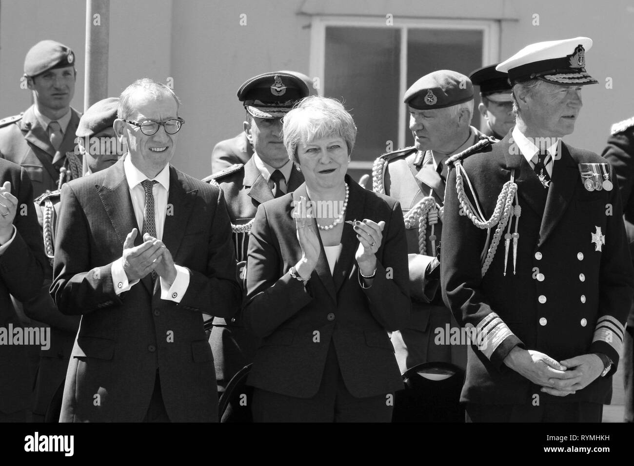 Il Primo Ministro Theresa possono frequentare le forze armate giorno Llandudno, Wales UK Foto Stock